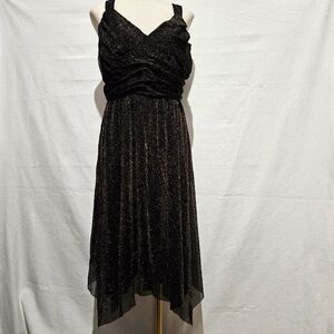 Jonathan Martin Sz 22W Stretchy Sparkly Gold Black Strap Party Dress